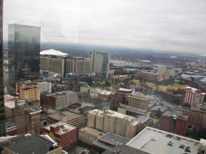 qInvest Atlanta's new offices overlook the Georgia Dome, Centennial Olympic Park, to the west.