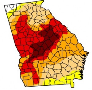 Two-thirds of Georgia suffered under drought conditions that ranged, on Jan. 1, from severe to exceptional. Credit: U.S. Drought Monitor