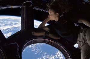 Photo of astronaut Tracy Caldwell Dyson pictured in the cupola of the International Space Station. (Credit: NASA)