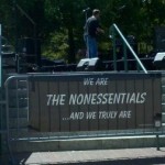 Photo of The Nonessentials band banner.