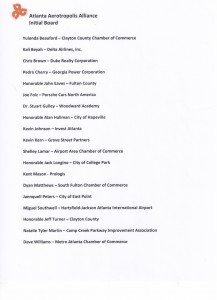 The initial board of the Atlanta Aerotropolis Alliance includes these members. Credit: ARC