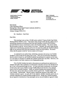 Letter from Norfolk Southern (click to expand)