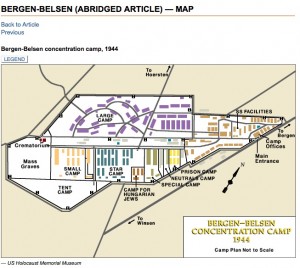 A map of Bergen Belsen. I would love to know where the Sephardic Jews lived at the camp.
