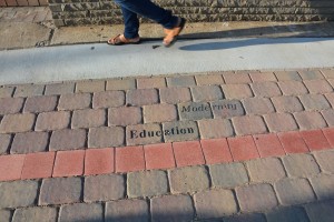 A timeline in the brick sidewalk in front of Mall West End reminds pedestrians of the neighborhood's history. Credit: Donita Pendered