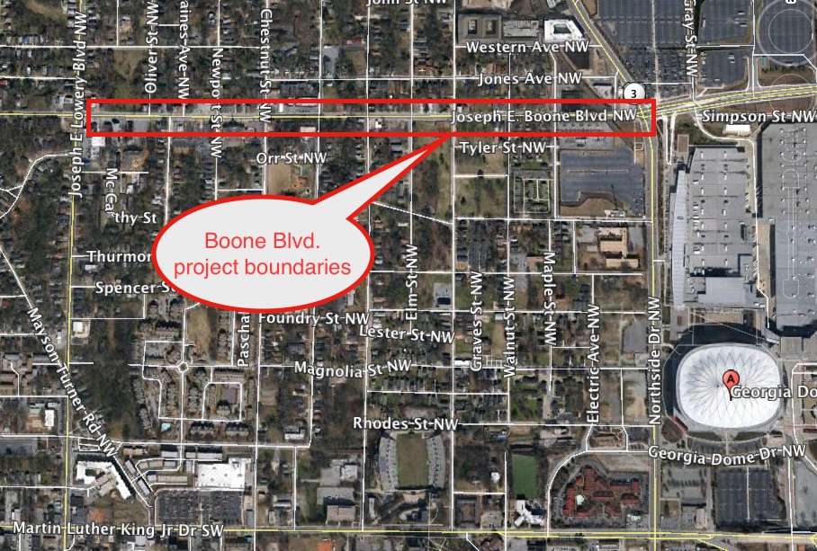 Boone Boulevard project boundaries