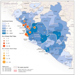 Ebola virus map, WHO