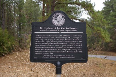 Marker on the site of Jackie Robinson's birthplace. Credit: GeorgiaInfo