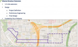 The proposed budget of Atlanta BeltLine, Inc. provides money to design and eastward extension of the Atlanta Streetcar so it connects with the BeltLine's Eastside Trail. Credit: Atlanta BeltLine via investatlanta.com