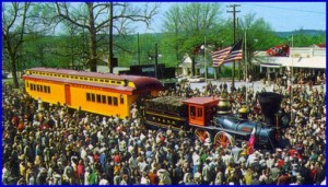 In 1962 the reconditioned "General" locomotive was used for a reenactment of the Andrews Raid as part of the Civil War centennial. The engine is pictured in Kennesaw.