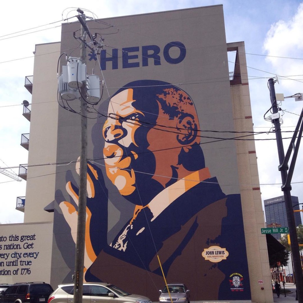 John Lewis Hero Mural on Auburn Ave by Wendy Darling