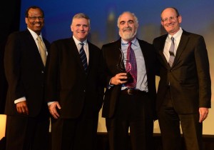 Egbert Perry, Phil Kent, Cliff Kuhn, and A. J. Robinson in 2013. Kuhn received the Turner Downtown Community Leadership Award, given by Central Atlanta Progress. Photo: Atlanta Business Chronicle