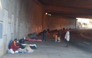 homeless gather in downtown atlanta