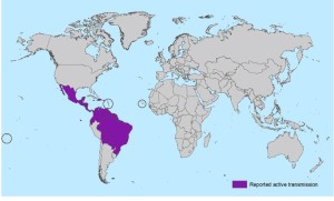 Zika, CDC, areas with active transmission