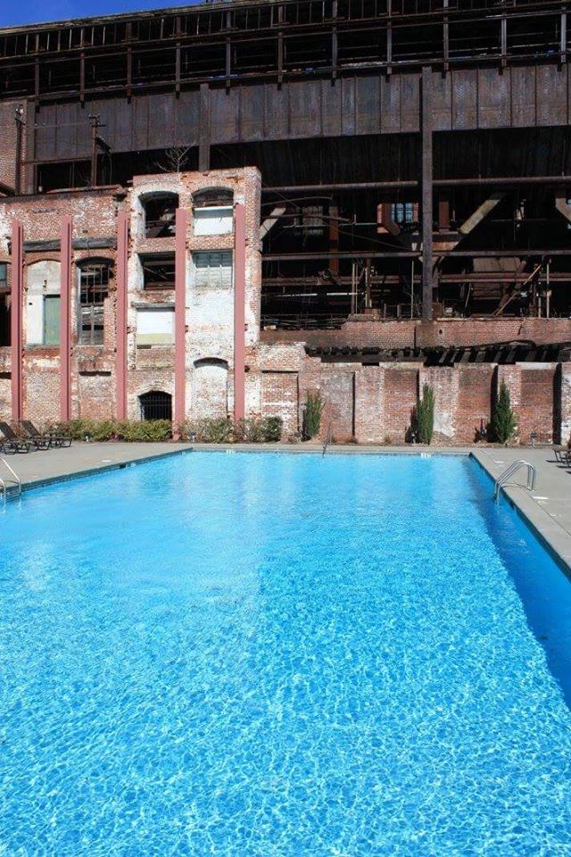 Swimming pool at Fulton Bag and Cotton Mill lofts in Cabbagetown by Chad Carlson 