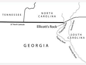 Ellicott's Rock. Map by John Nelson. Reprinted by permission of William J. Morton