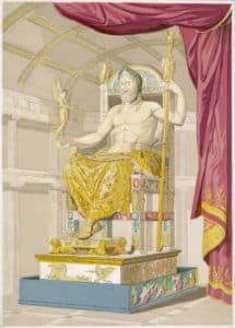 Statue of Zeus from Antoine Quatrmère de Qunicy’s Le Jupiter Olympein, 1814. Mary Evans Picture Library / Alamy