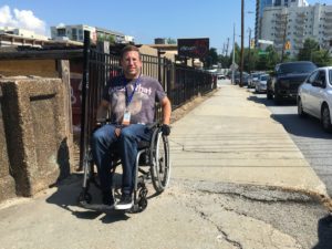 James Curtis says he wants to know why Peachtree Road, Atlanta's main artery and one he uses often, lacks good sidewalks. Credit: Maggie Lee