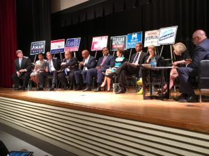Atlanta mayoral candidates on stage for the arts forum Monday night. Credit: Maggie Lee