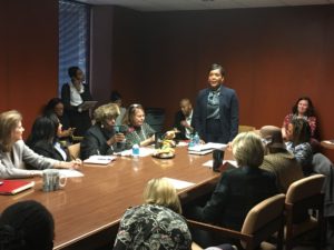 Mayor Keisha Lance Bottoms met with state lawmakers who represent Atlanta, at a Capitol meeting room on Friday. Credit: Maggie Lee