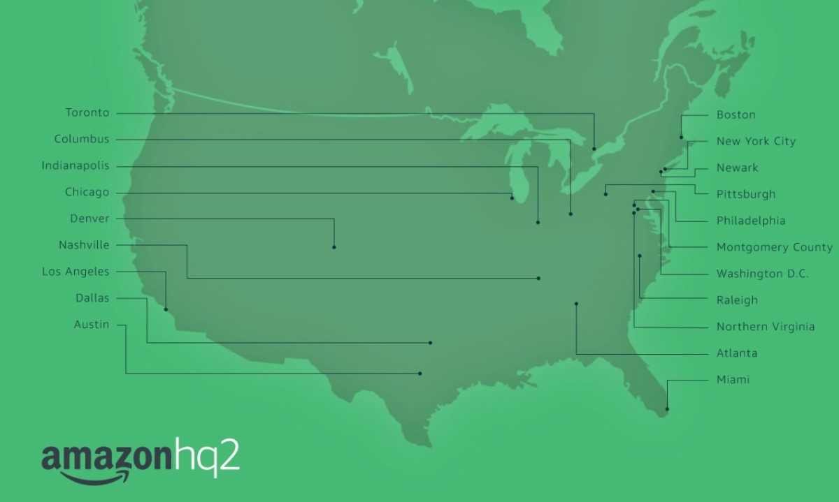 amazon hq2, map