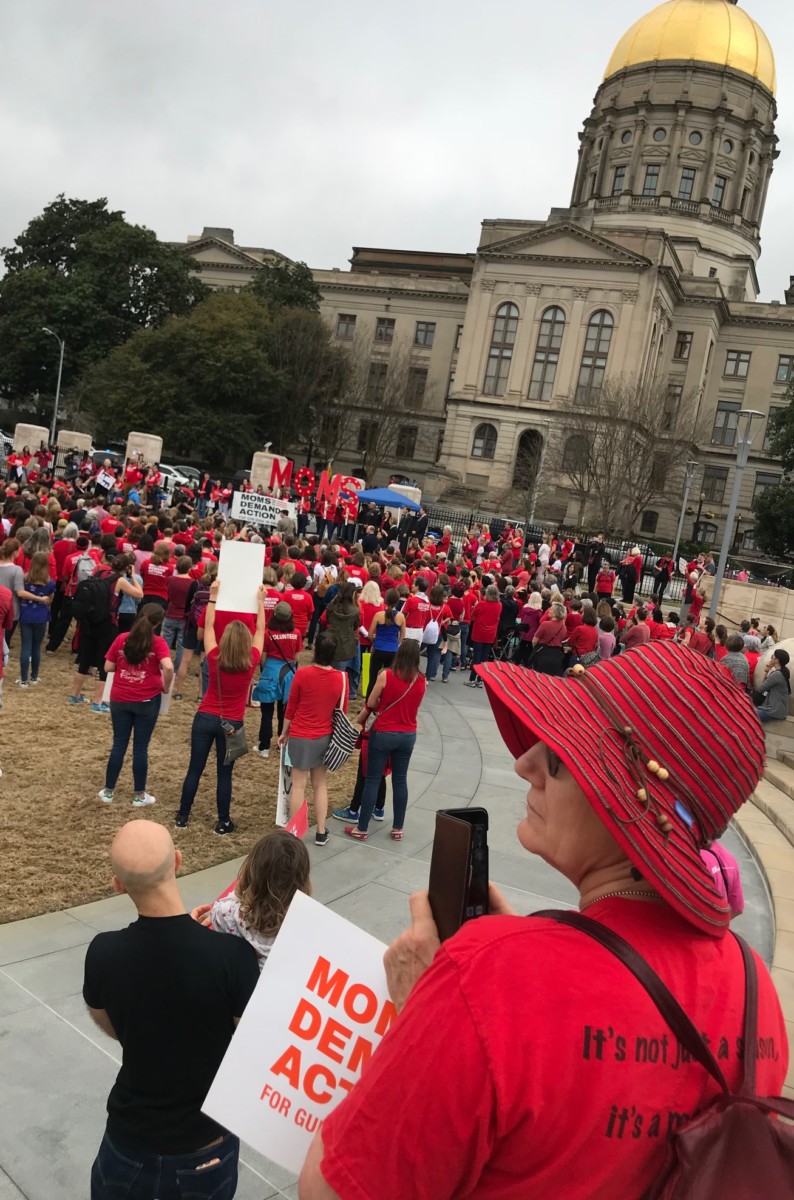 The Moms Demand Action for Gun Sense in America rally at the state Capitol in Atlanta Wednesday. Credit: Kelly Jordan
