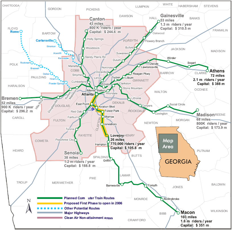 commuter rail map metro Atlanta