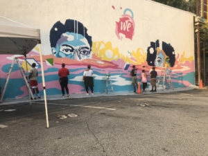 ChopArt teens worked with Amanda Phingbodhipakkiya on a mural Downtown this year. Credit/Courtesy: Malika Whitley