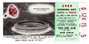 braves, opening day ticket 1966