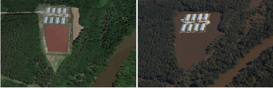 Google Earth (left)/Waterkeeper Alliance/EWG (right)