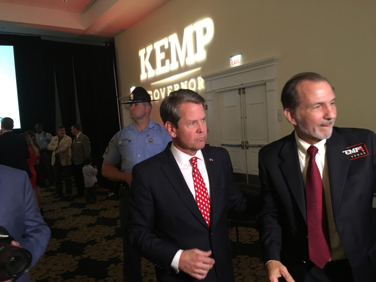 Brian Kemp did not declare victory in a close gubernatorial contest, but he said the math is on his side. Credit: Maggie Lee