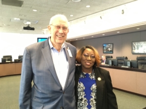 MARTA Board members from Clayton County Jerry Griffin and Roberta Abdul-Salaam, at agency headquarters on Thursday after a board vote on a rapid transit map for their county. Credit: Maggie Lee