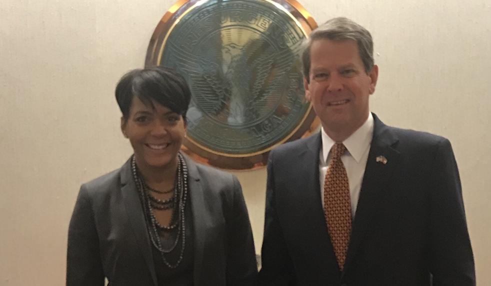 Atlanta Mayor Keisha Lance Bottoms with Gov.-elect Brian Kemp (Special)