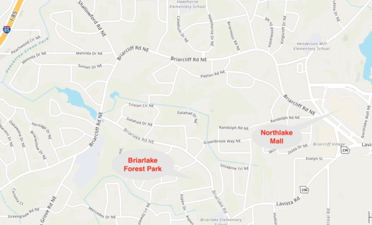 Briarlake Forest Park, locator map