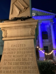 The Confederate marker in downtown Decatur that no one wants, but that the county can't remove. Credit: Kelly Jordan