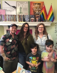 Pictured at the L5P location, (l-r) Charis Circle Executive Director E.R. Anderson, Charis Books co-owner Sara Luce Look, Charis Circle board treasurer Ellen Rapier and her kids Beau and June. Credit: Kelly Jordan