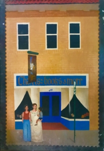 A Charis sign from the mid-70s depicting the original Moreland location and the founders. Credit: Kelly Jordan