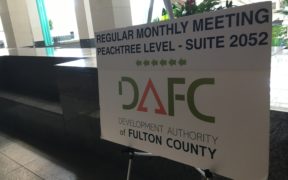 A picture of a sign showing the logo of the Development Authority of Fulton County