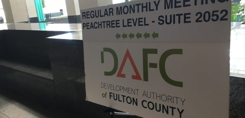 A picture of a sign showing the logo of the Development Authority of Fulton County