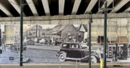 A new mural celebrating the businesses, institutions, and events of Auburn Avenue’s history, is being installed this month. It's by Amec Foster Wheeler and Signature Design, and is part of the Auburn Avenue History and Culture Project. (Photo by Kelly Jordan)