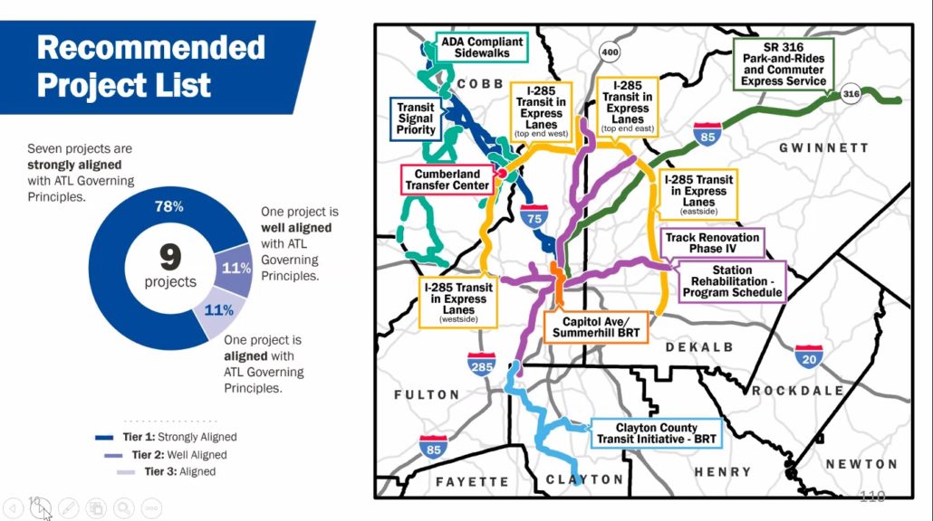 Map of projects recommended for state bond funding (Special via The ATL)