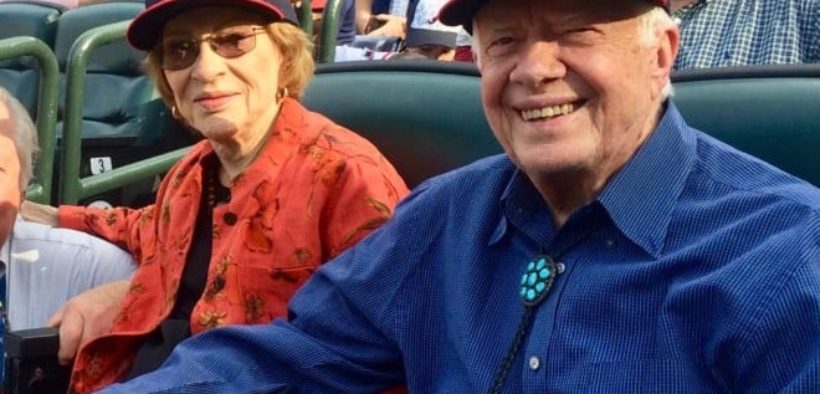 Rosalyn and Jimmy Carter at the last Braves game at Turner Field in 2016. (File/Photo by Maria Saporta)