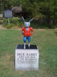 The restored Brer Rabbit statue, on its perch outside the Uncle Remus Museum in Eatonton. Credit: Putnam County Sheriff's Department