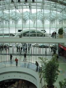 An interior shot of Calatrava's Gare de Oriente station in Lisbon, Portugal
